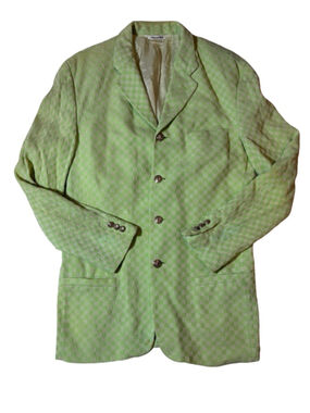 Versus Versace Green Checker Textured Blazer Medusa Buttons Italy Size 36 flaw